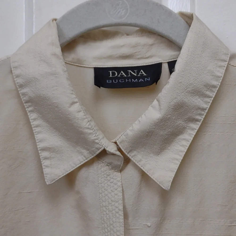 Dana Buchman Vintage All Silk Buttercream Yellow LS BU Asian Inspired Blouse - Picture 7 of 11